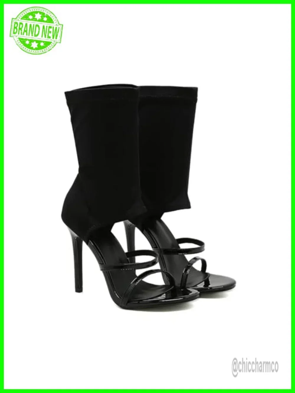 Stretchy High Top Stiletto Gladiator Sandals Open Toe Heels Elastic Ankle Boot
